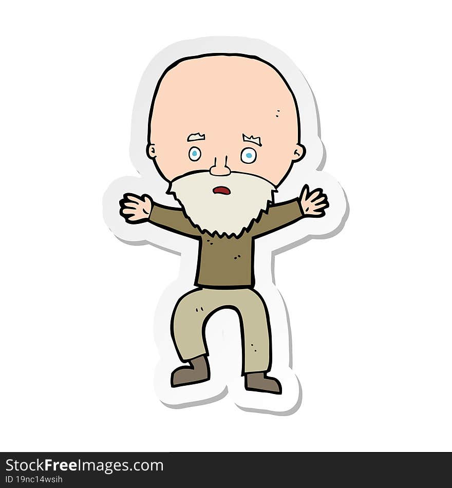 Sticker Of A Cartoon Panicking Old Man