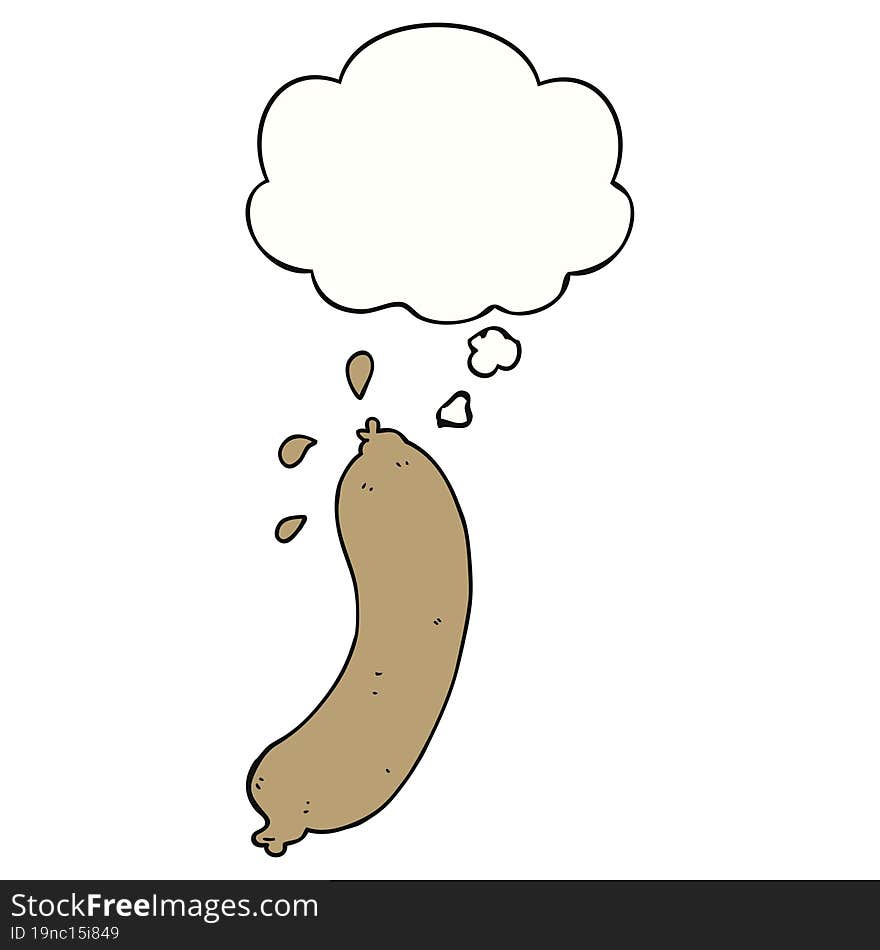 cartoon sausage with thought bubble. cartoon sausage with thought bubble