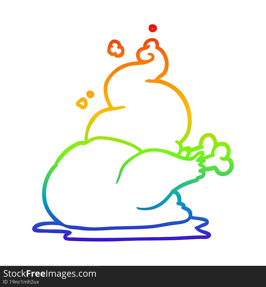 rainbow gradient line drawing whole cooked chicken