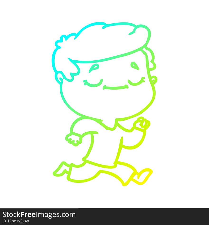 cold gradient line drawing cartoon peaceful man running