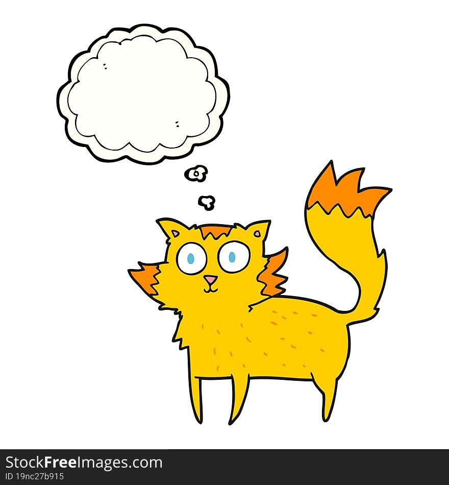 freehand drawn thought bubble cartoon cat