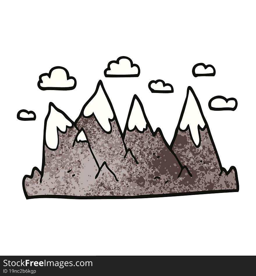 cartoon doodle mountain range