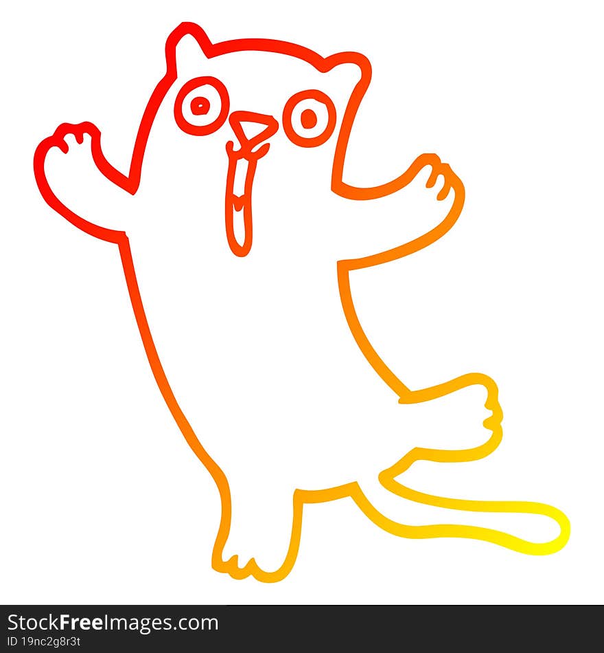 Warm Gradient Line Drawing Cartoon Happy Cat