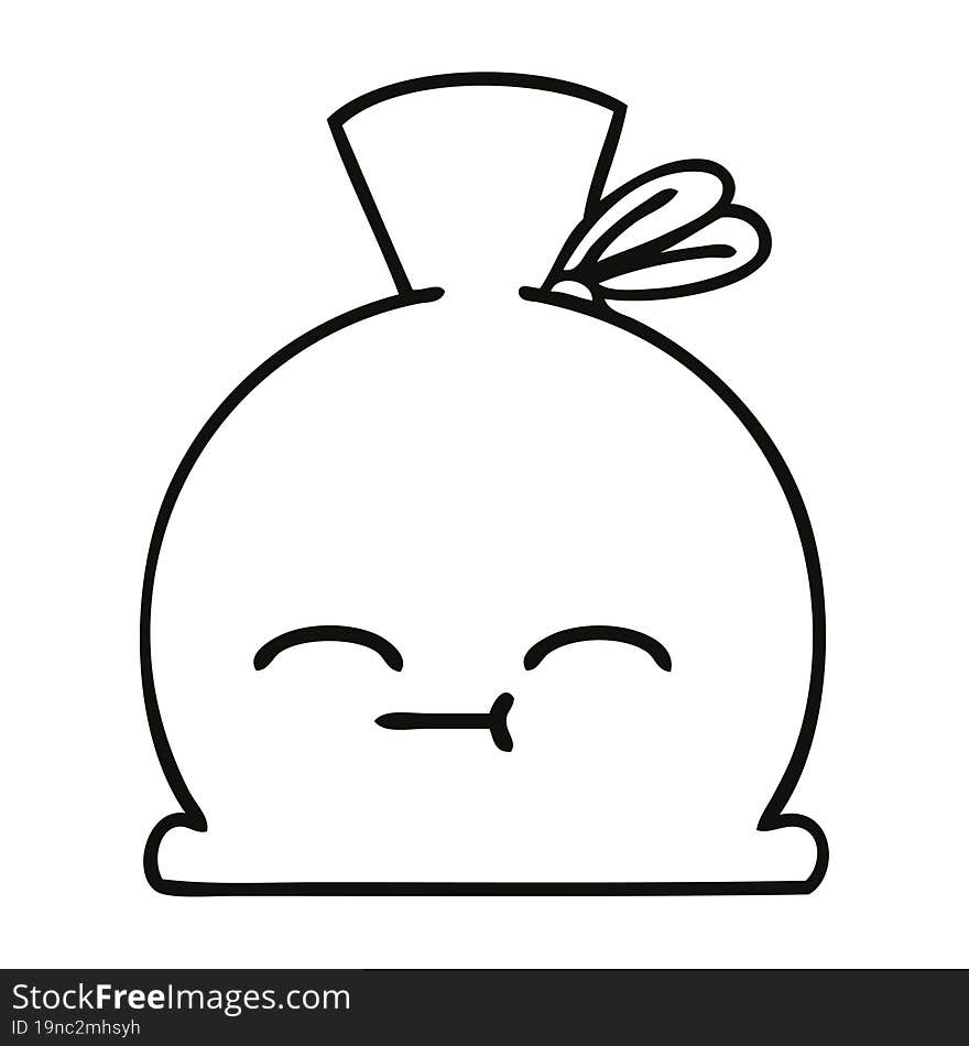 line drawing cartoon of a sack. line drawing cartoon of a sack