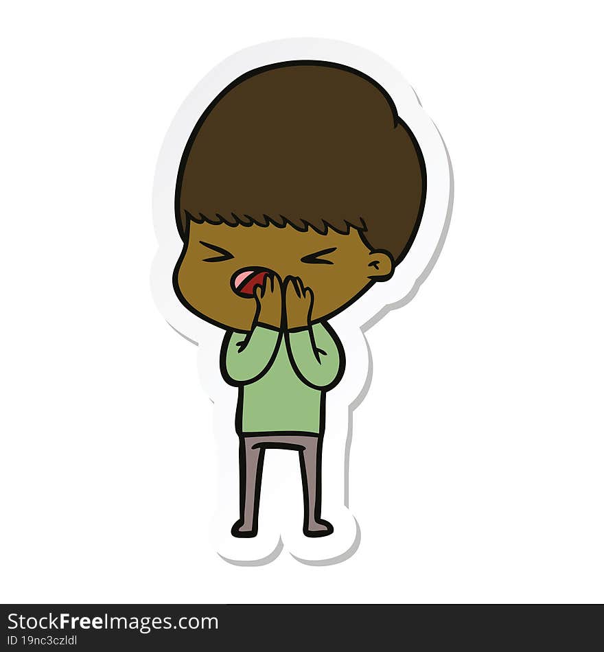 sticker of a cartoon stressed man