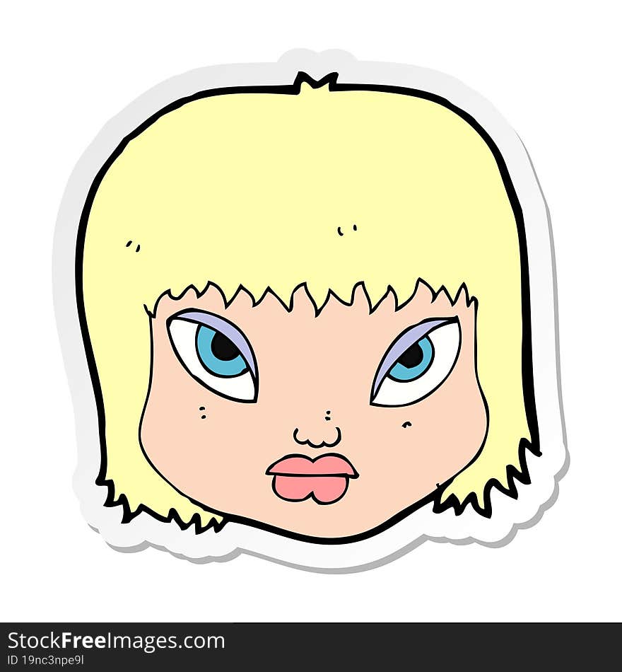 sticker of a cartoon annoyed face