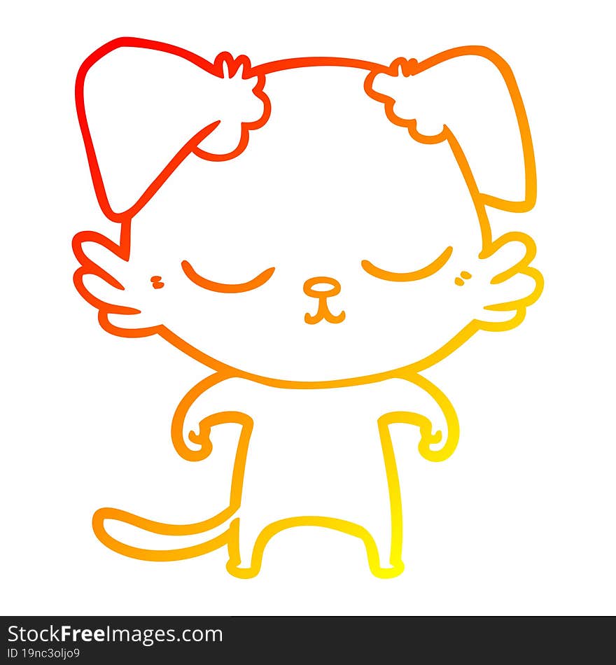 Warm Gradient Line Drawing Cute Cartoon Dog