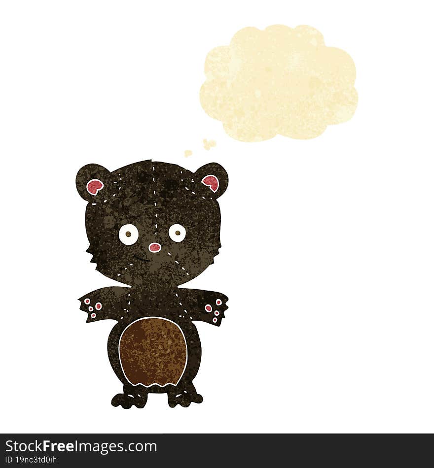 cartoon black bear cub with thought bubble