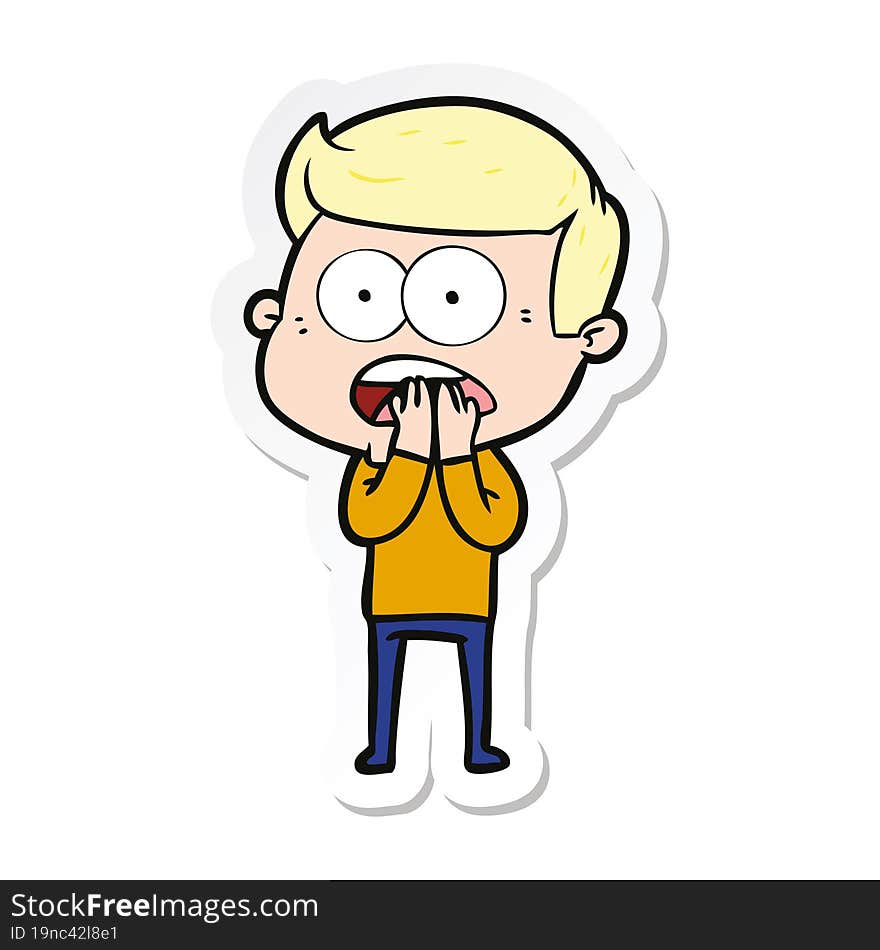 Sticker Of A Cartoon Shocked Man