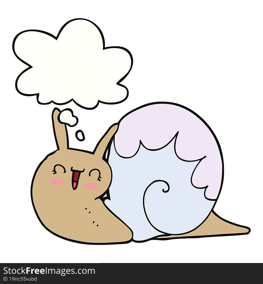 cute cartoon snail and thought bubble