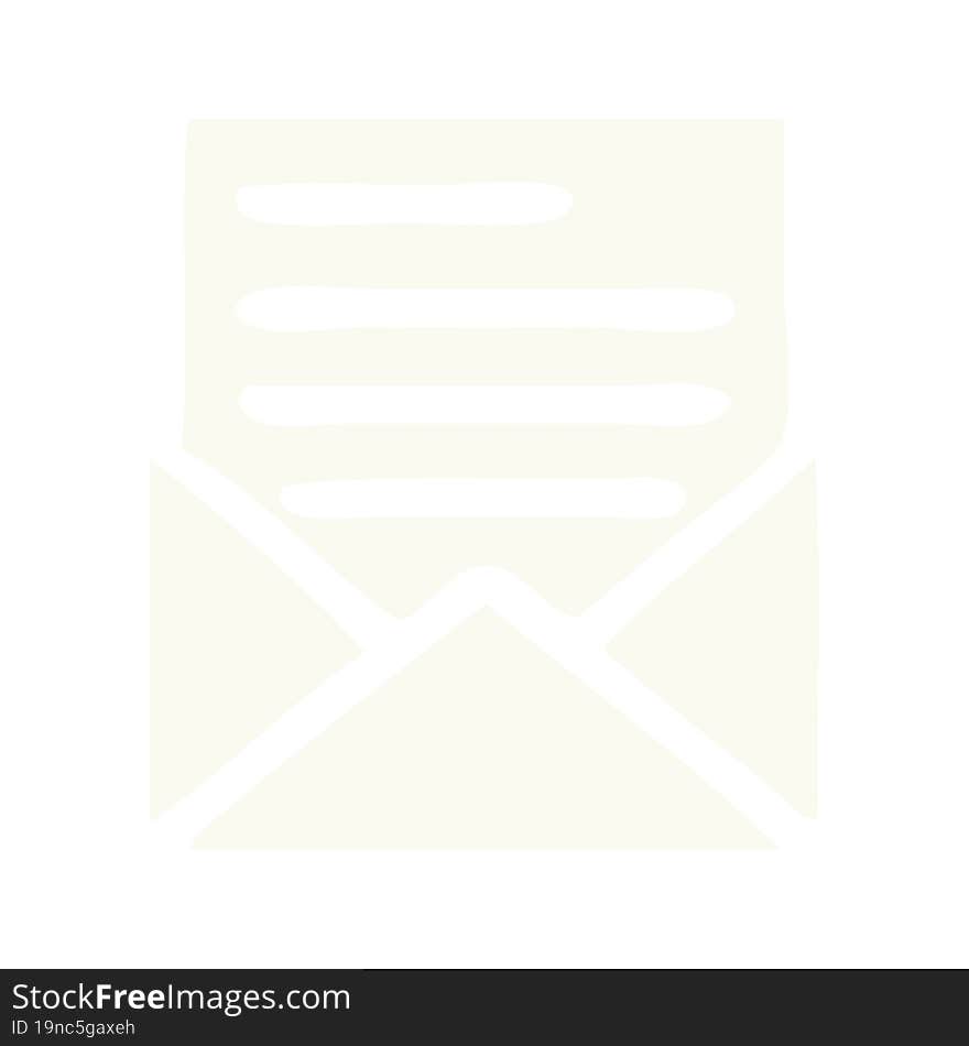 flat color retro cartoon letter and envelope