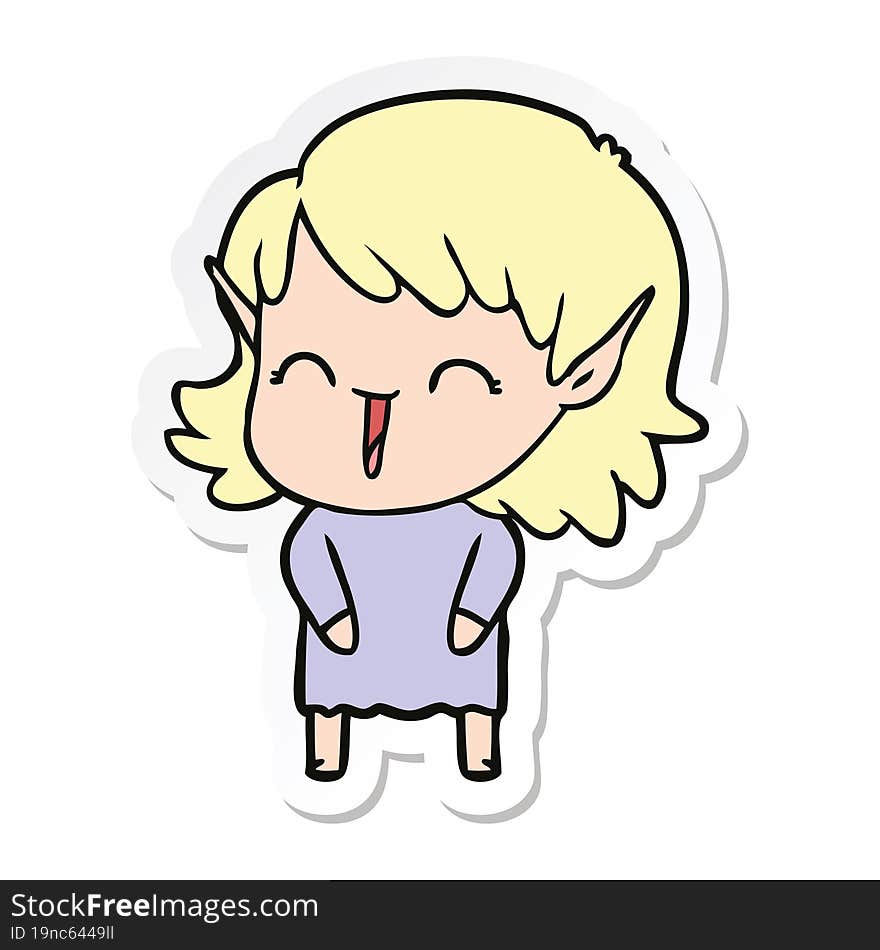 sticker of a cartoon elf girl