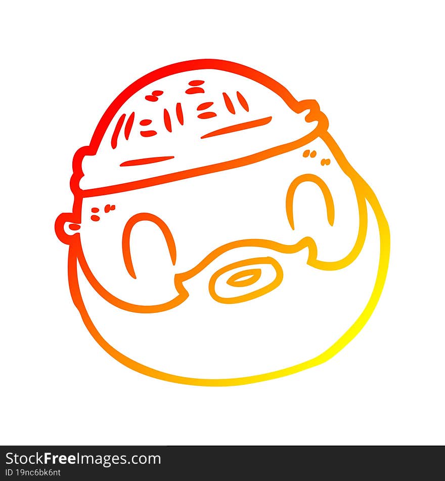 warm gradient line drawing cartoon male face with beard