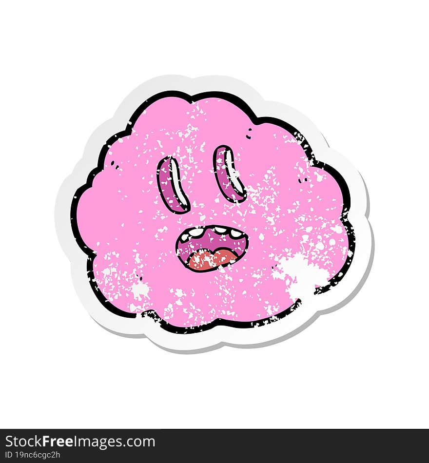 retro distressed sticker of a cartoon spooky cloud