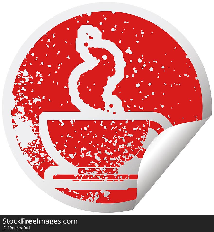 distressed sticker icon illustration of a hot cup of coffee. distressed sticker icon illustration of a hot cup of coffee