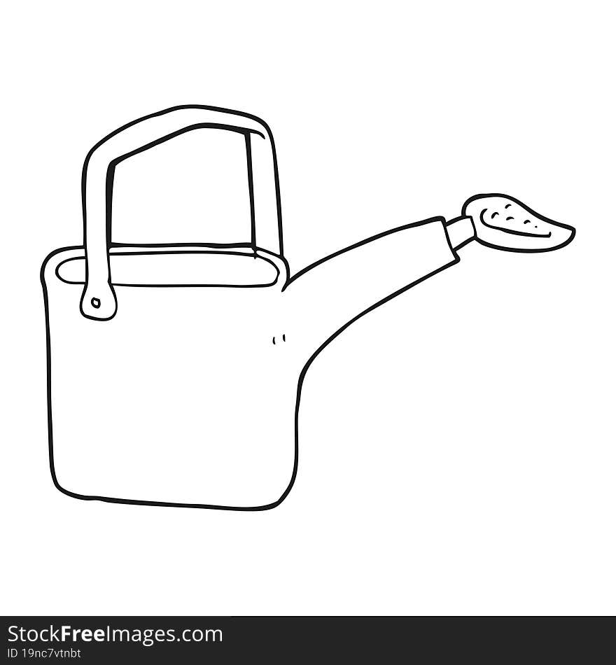 black and white cartoon watering can