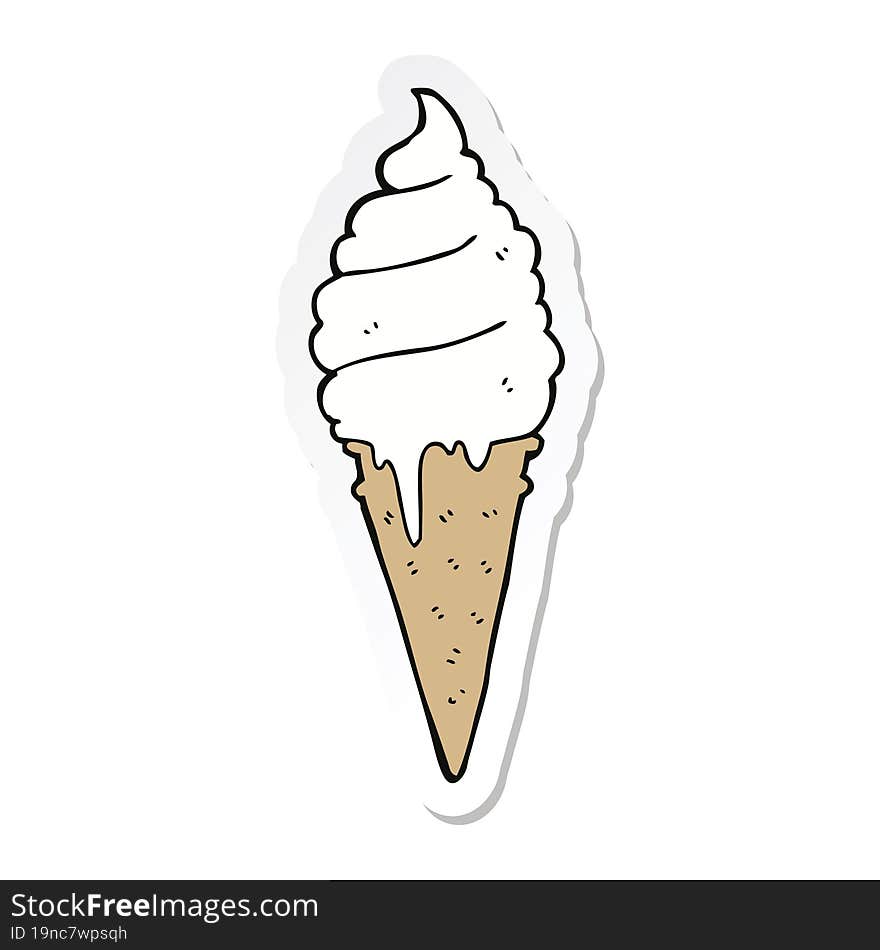 Sticker Of A Cartoon Ice Cream