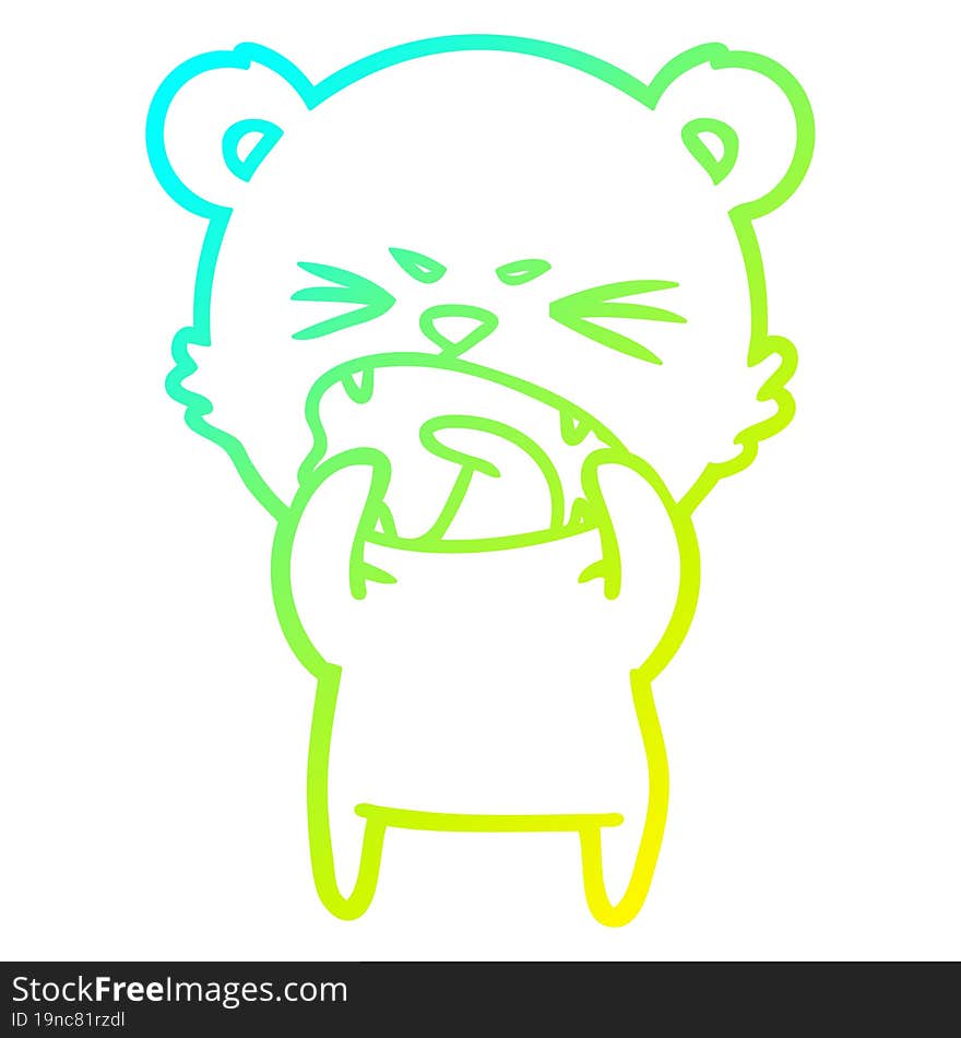 cold gradient line drawing angry cartoon bear