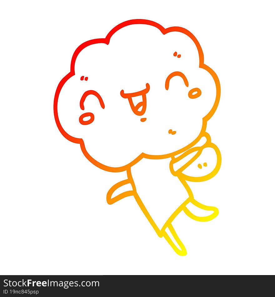 warm gradient line drawing cute cartoon cloud head creature