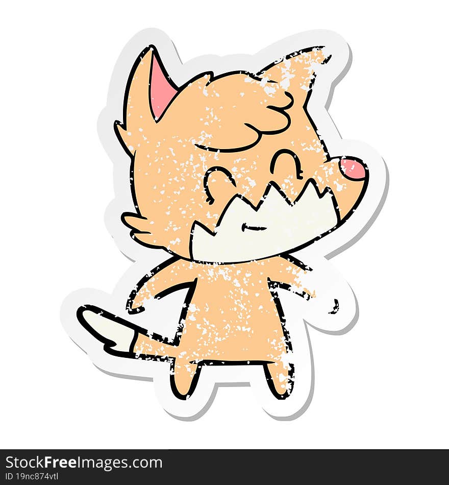 Distressed Sticker Of A Cartoon Friendly Fox