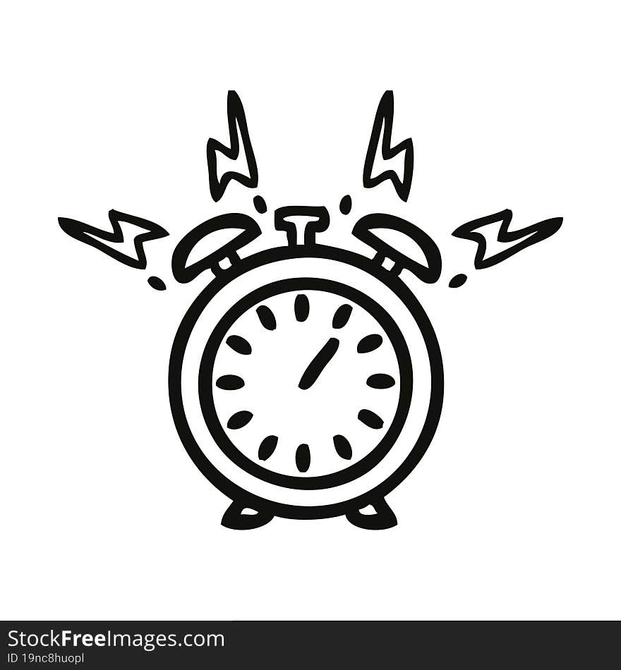 line drawing cartoon ringing alarm clock