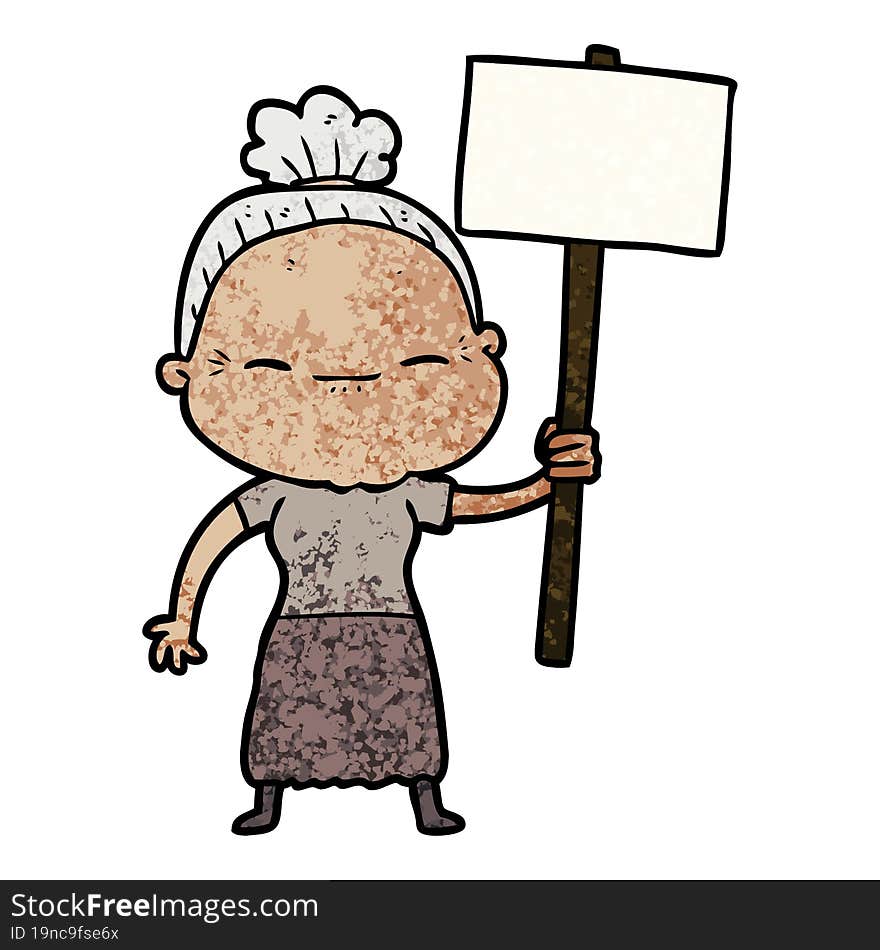 cartoon peaceful old woman. cartoon peaceful old woman