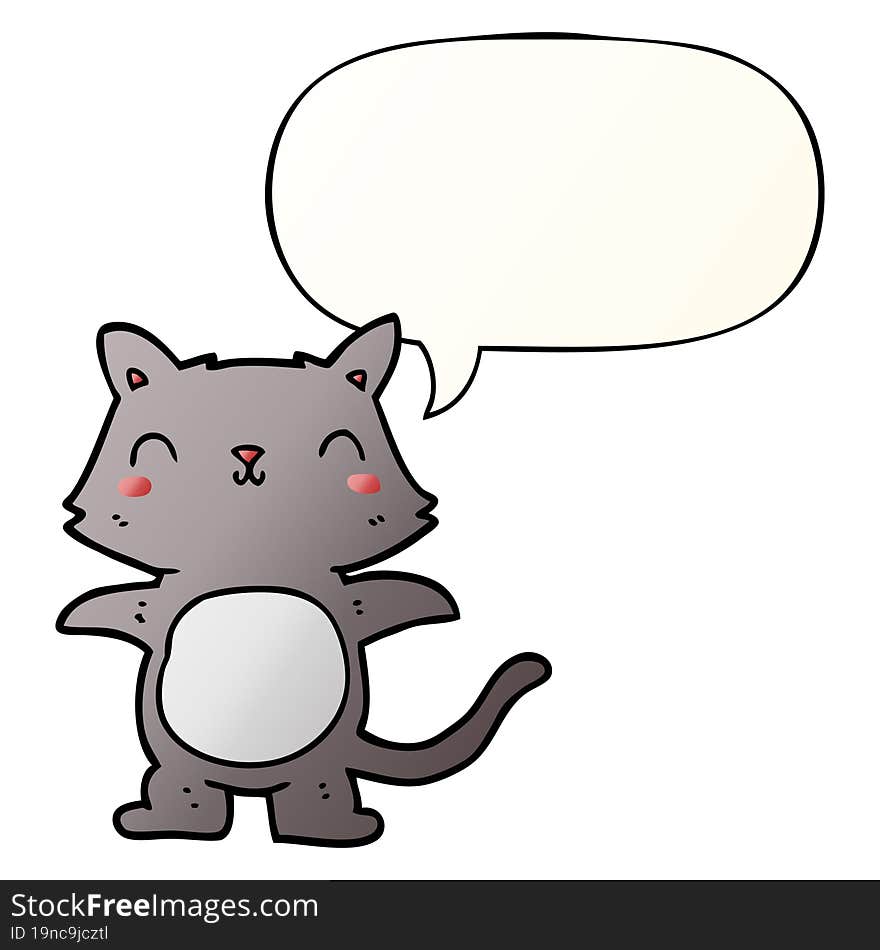 cartoon cat and speech bubble in smooth gradient style