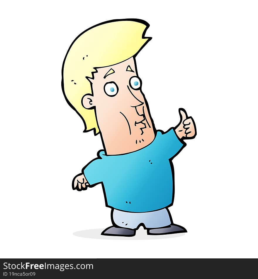 cartoon man giving thumbs up sign