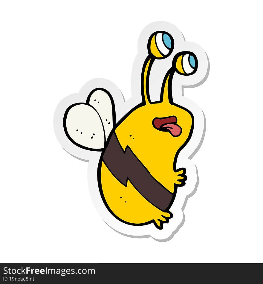 Sticker Of A Cartoon Funny Bee