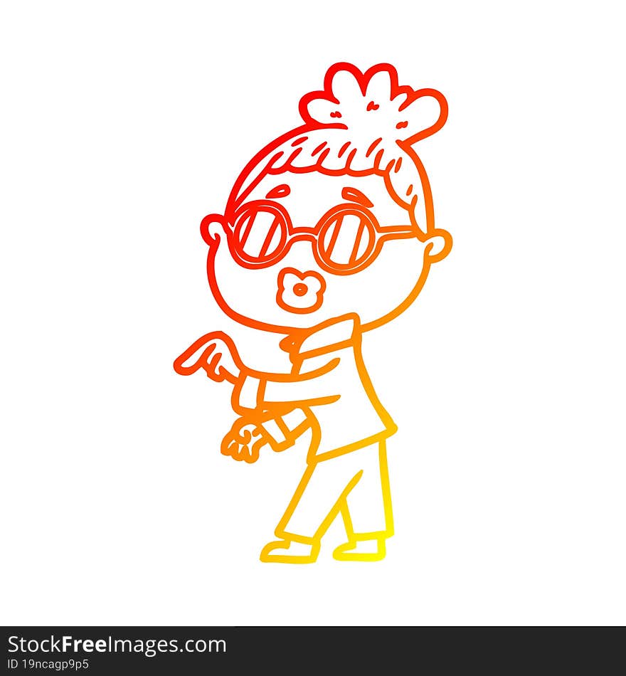 warm gradient line drawing cartoon woman wearing spectacles