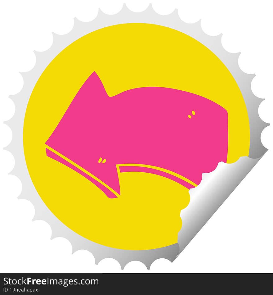 Quirky Circular Peeling Sticker Cartoon Arrow