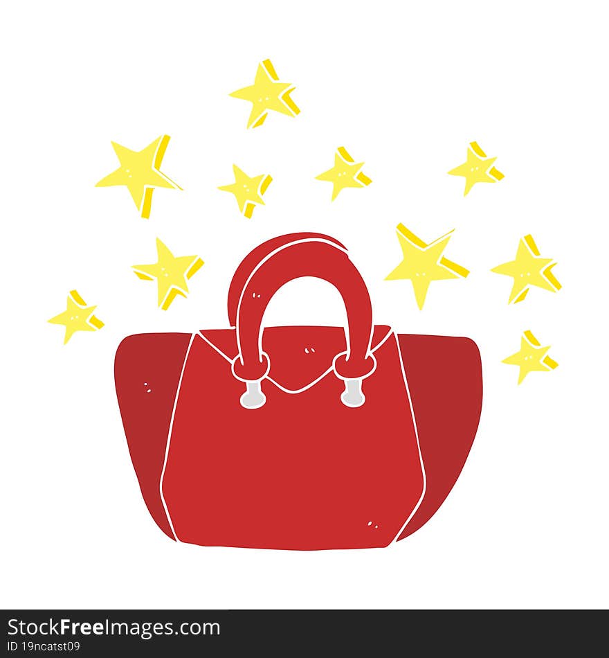 flat color illustration of a cartoon expensive handbag