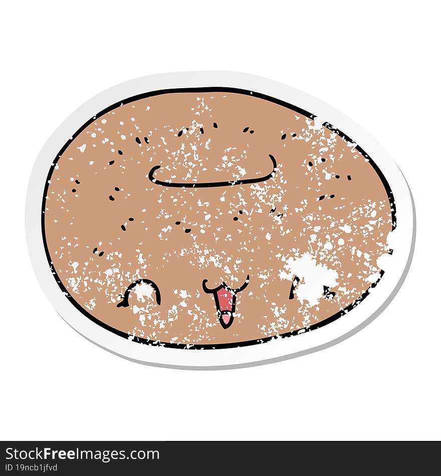 distressed sticker of a cute cartoon donut