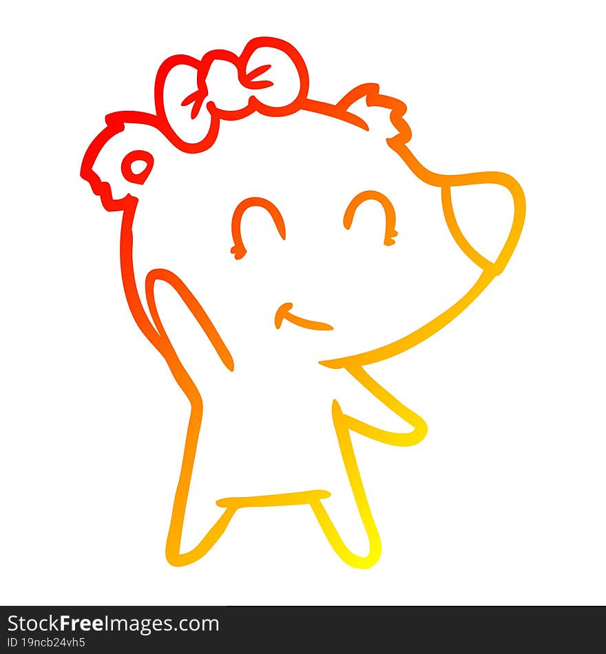 warm gradient line drawing female polar bear cartoon