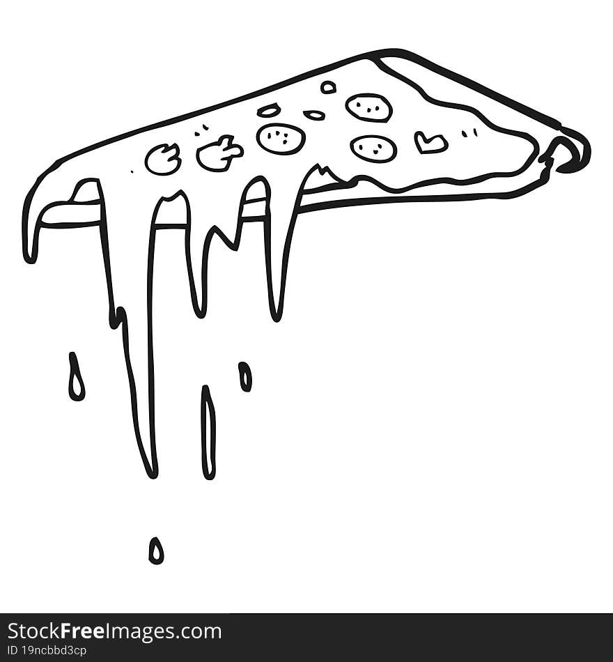 black and white cartoon pizza