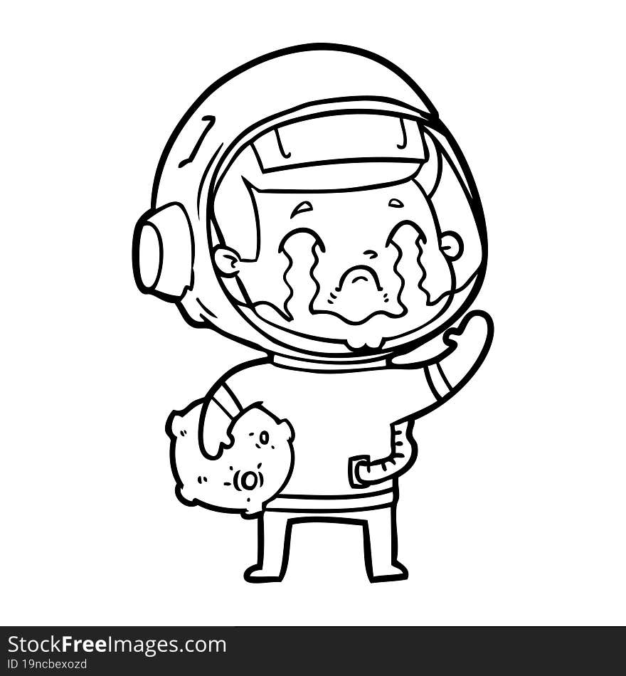 cartoon crying astronaut. cartoon crying astronaut