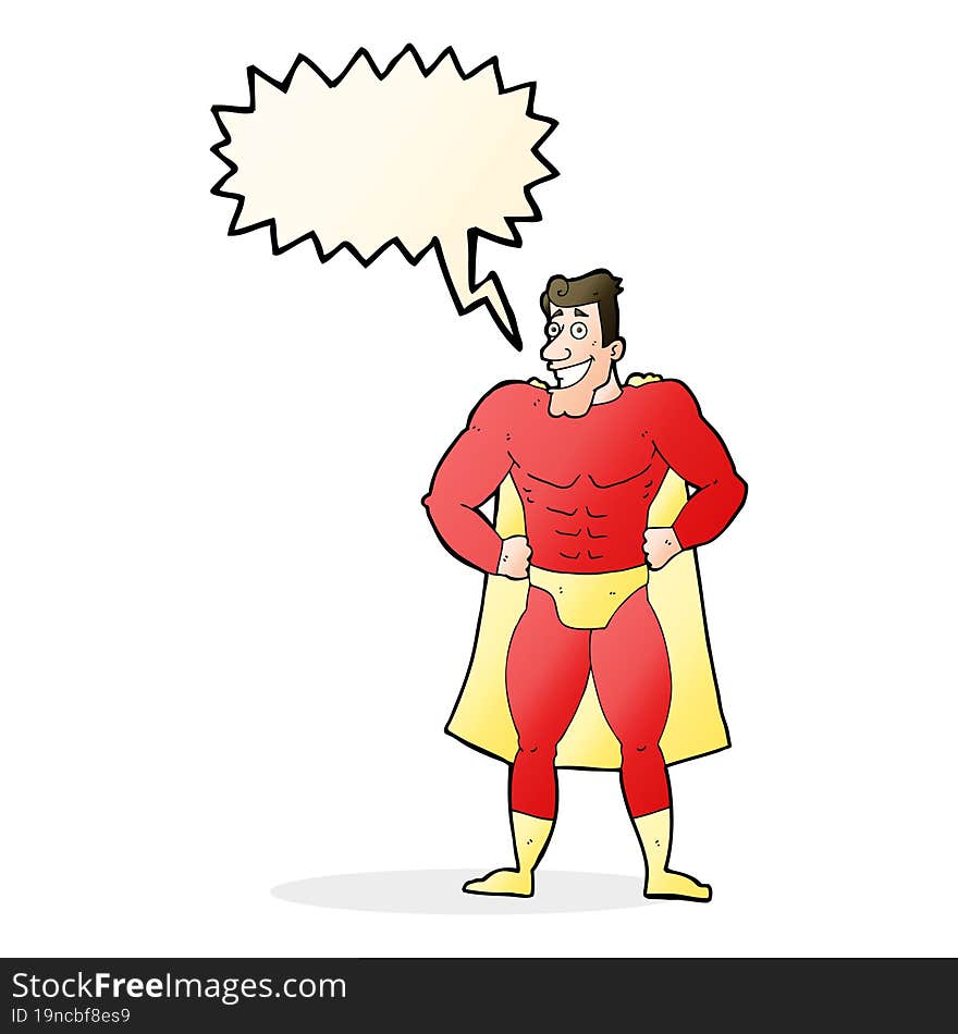 Cartoon Superhero With Speech Bubble