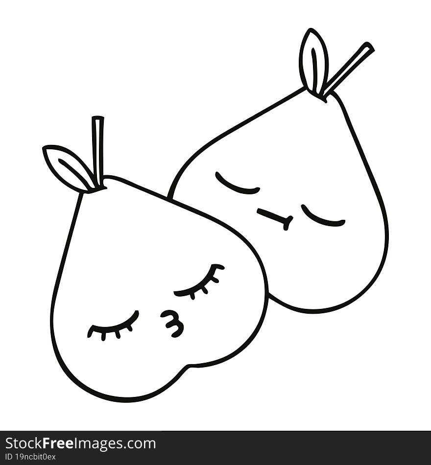 Line Drawing Cartoon Green Pear