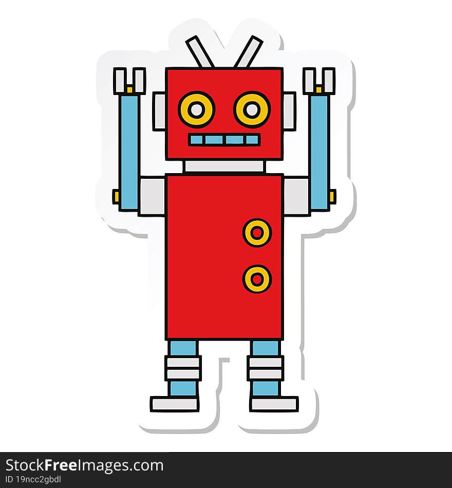 sticker of a cute cartoon dancing robot