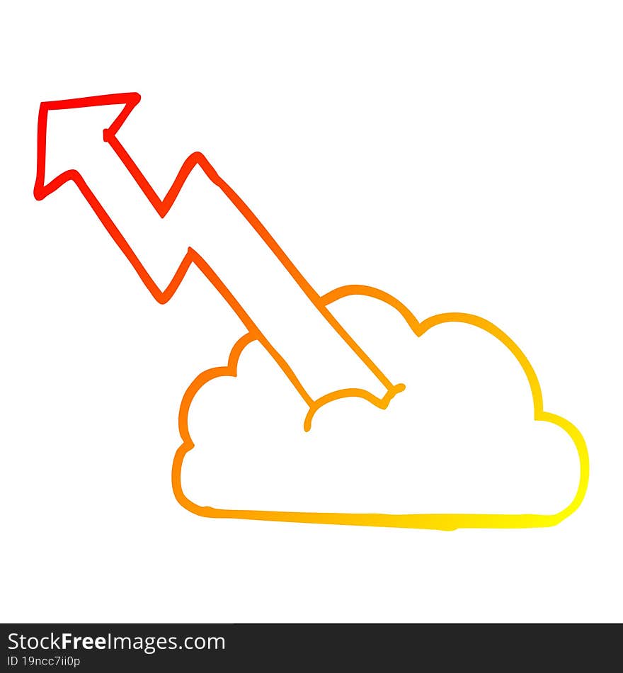 warm gradient line drawing cartoon rising arrow