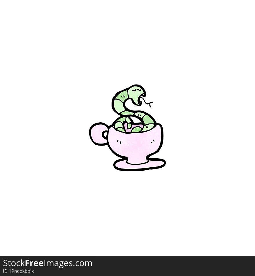 cartoon snake in tea cup