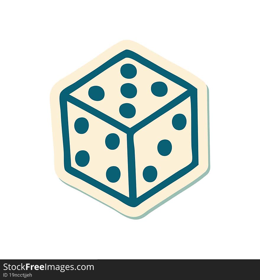 tattoo style sticker of a dice