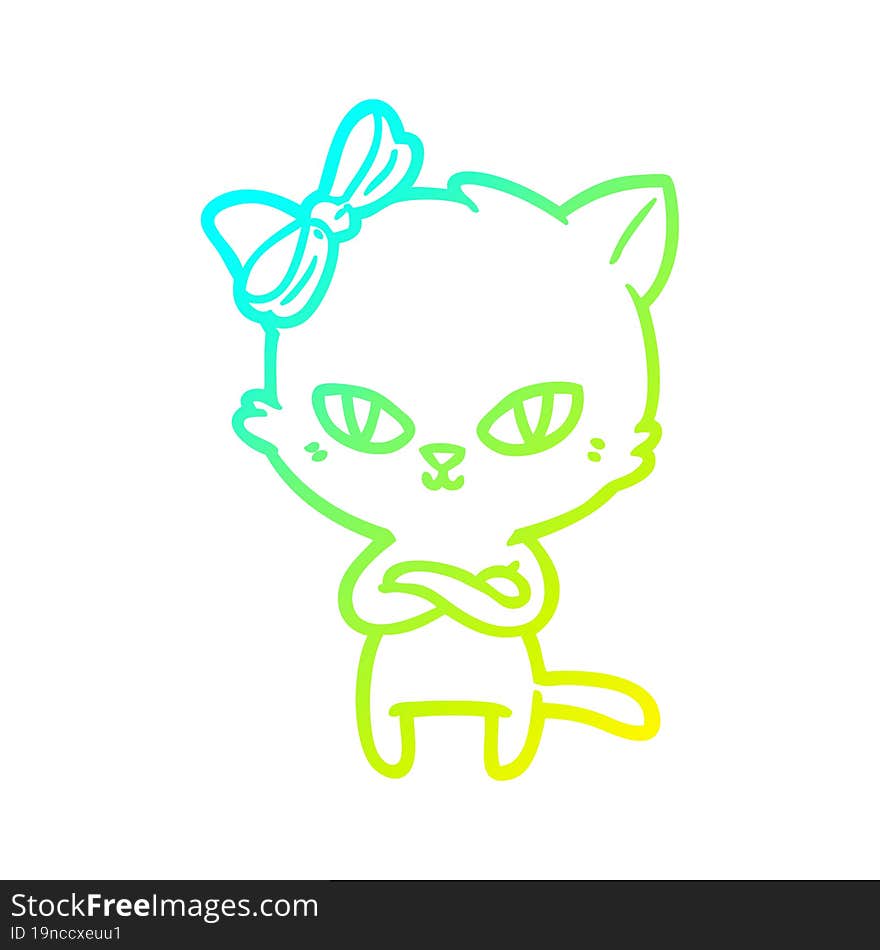 Cold Gradient Line Drawing Cute Cartoon Cat