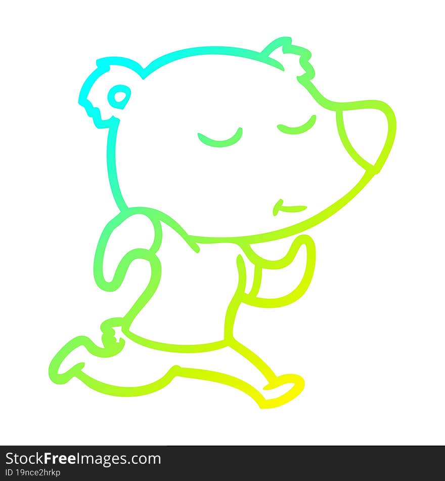 cold gradient line drawing happy cartoon polar bear