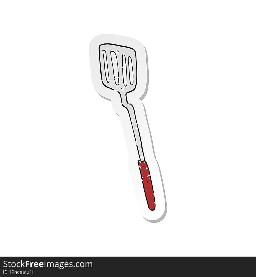 retro distressed sticker of a cartoon spatula