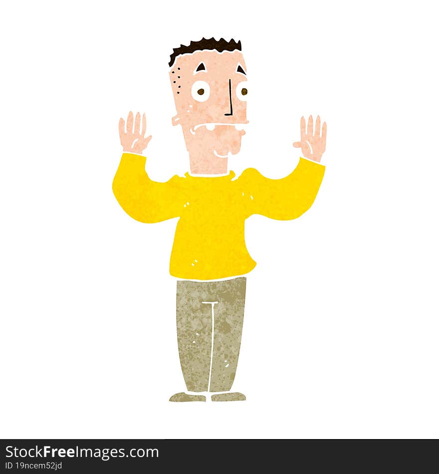 cartoon man surrendering