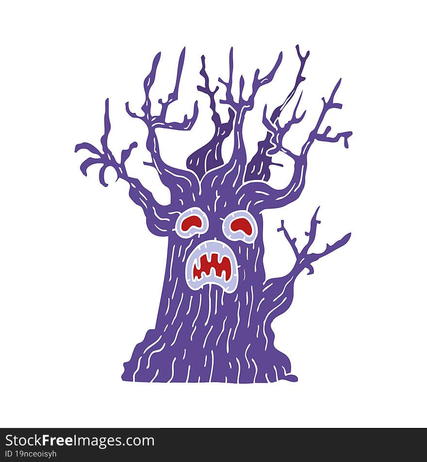 cartoon doodle spooky tree