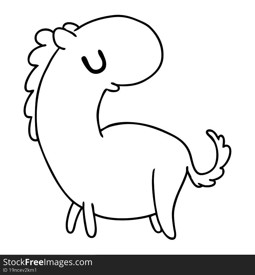 line drawing kawaii of a cute horse