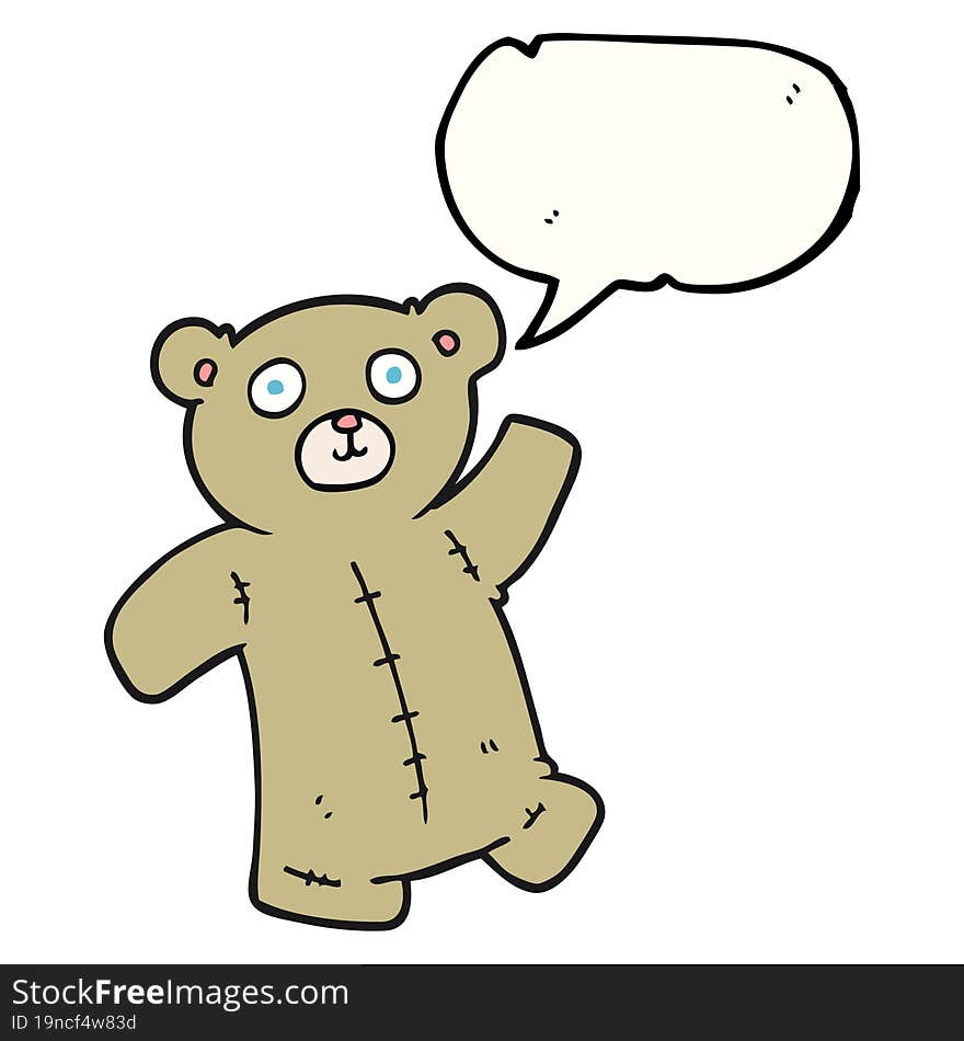 freehand drawn speech bubble cartoon teddy bear