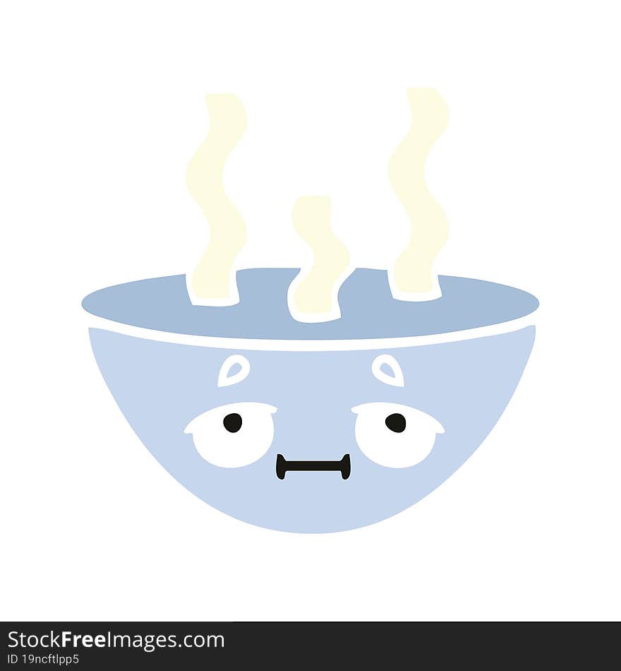 flat color retro cartoon of a bowl of hot soup